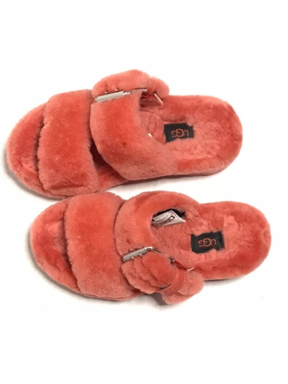 UGG  | Fuzz Yeah Slippers Women's Size 6 Orange Comfort Side Buckle Flats - Picture 3 of 10